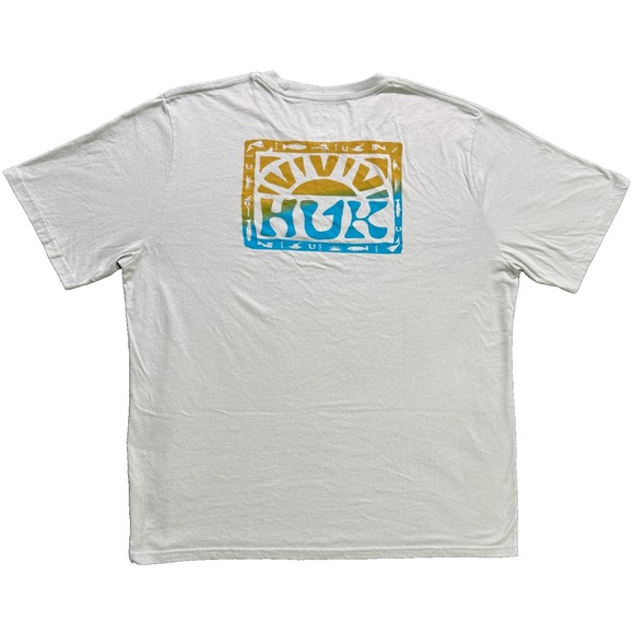 HUK Performance Fishing Tiki Border Short Sleeve Graphic T-Shirt, Gray, Men's XL - Picture 1 of 7
